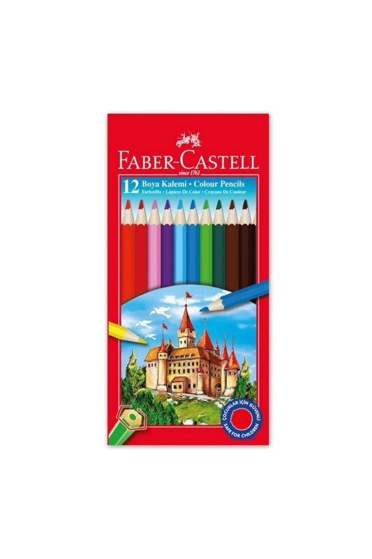 Faber Castell 12 Renk Tam Boy Kuru Boya Kalemi